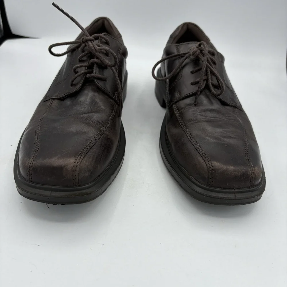 ECCO Shoes Mens Size 7‎ Helsinki 2 Square Toe Oxford Lace up Dark Brown